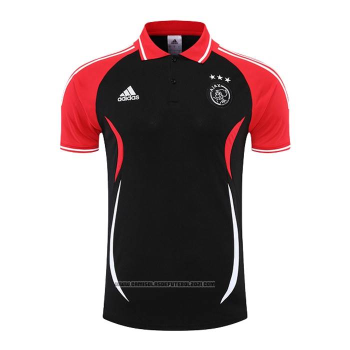 Camisola Polo del Ajax 2022-2023 Preto Y Vermelho